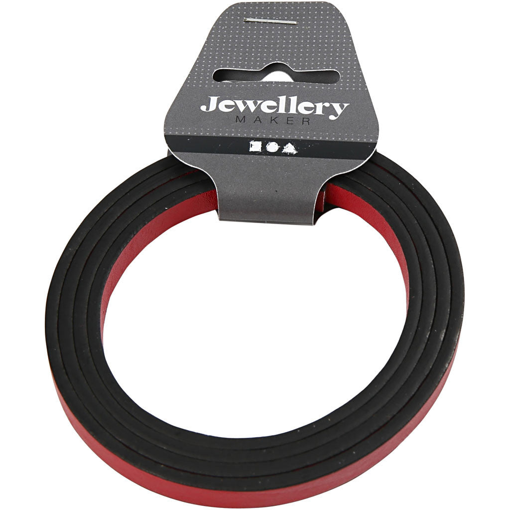 Faux Leather Belt, W: 10 mm, thickness 3 mm, red, 1 m/ 1 pack [HOB-51485]