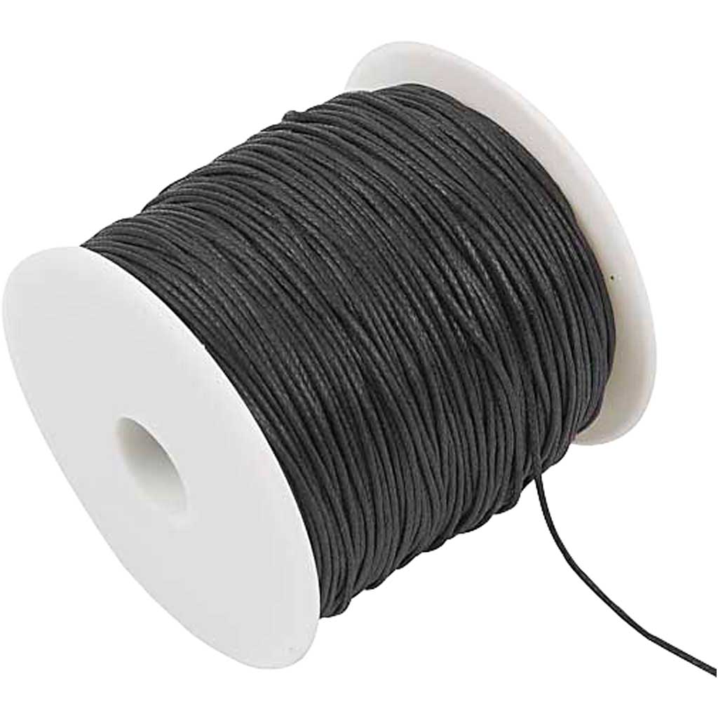 Cotton Cord, thickness 1 mm, black, 100 m/ 1 pack [HOB-51511]