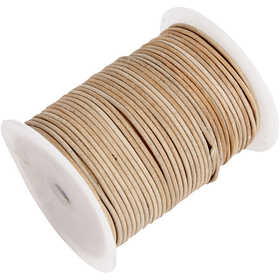 Leather Cord, thickness 2 mm, beige, 50 m/ 1 roll [HOB-51542]