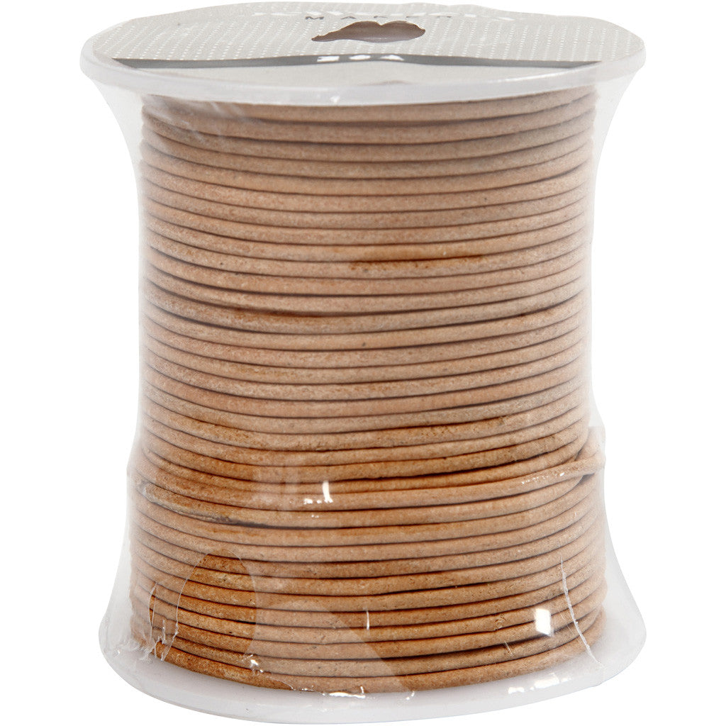 Leather Cord, thickness 2 mm, beige, 50 m/ 1 roll [HOB-51542]