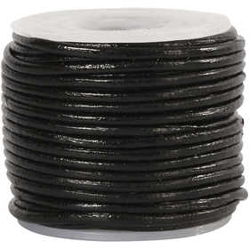 Leather Cord, thickness 1 mm, black, 10 m/ 1 roll [HOB-51548]