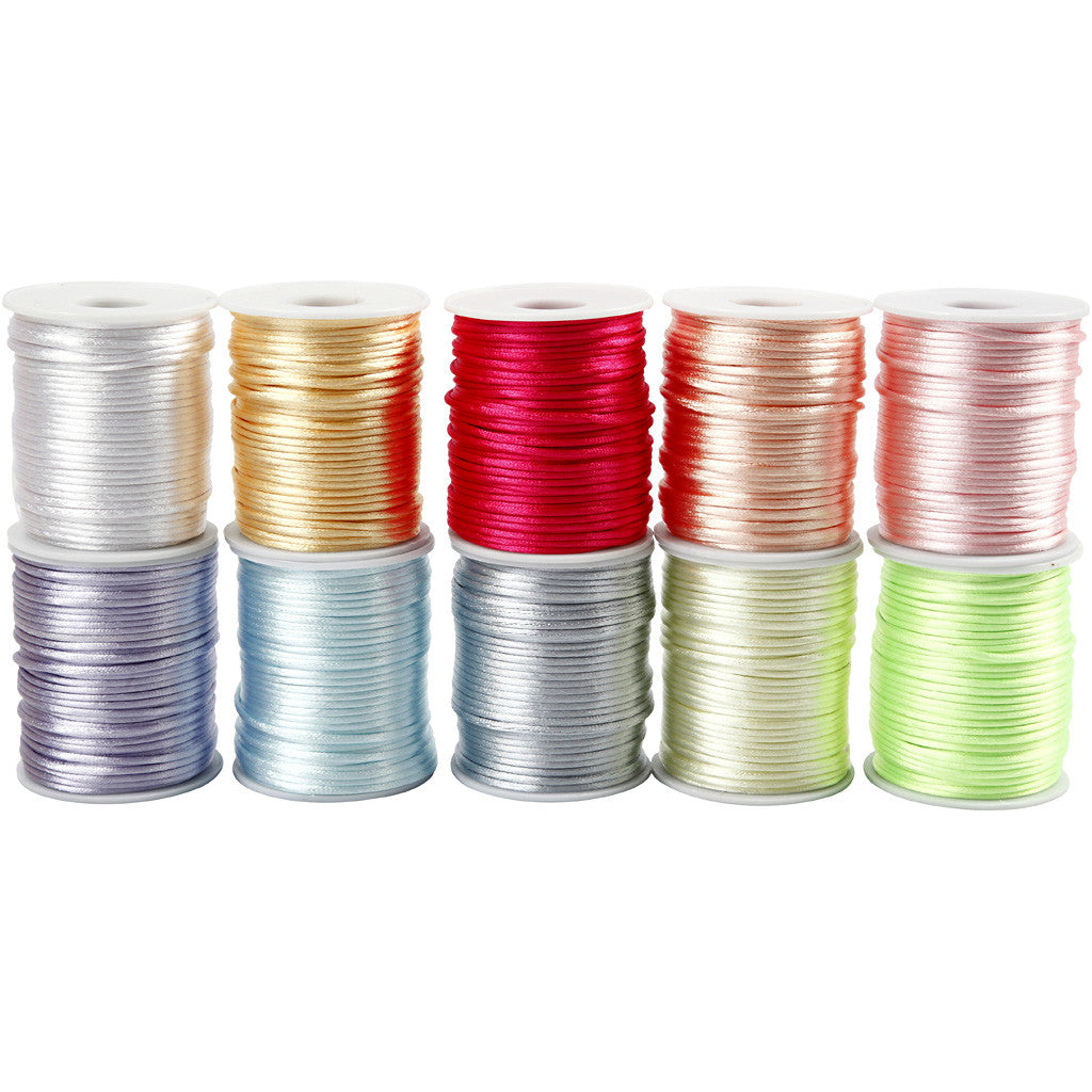 Satin Cord, thickness 2 mm, pastel colours, 10x50 m/ 1 pack [HOB-51550]