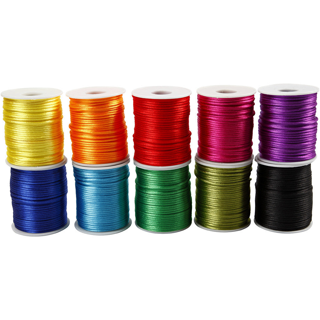 Satin Cord, thickness 2 mm, bold colours, 10x50 m/ 1 pack [HOB-51551]
