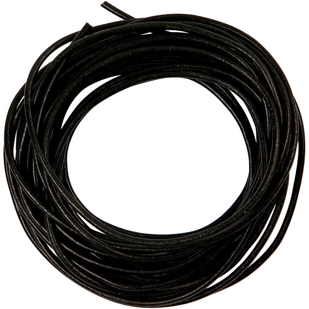 Leather Cord, thickness 2 mm, black, 4 m/ 1 roll