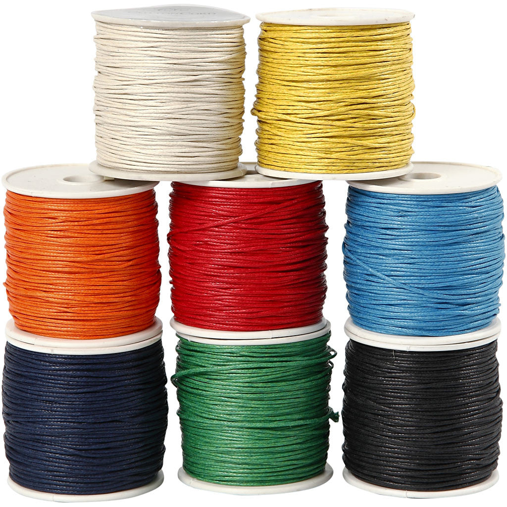 Cotton Cord, thickness 1 mm, assorted colours, 8x40 m/ 1 pack [HOB-51567]