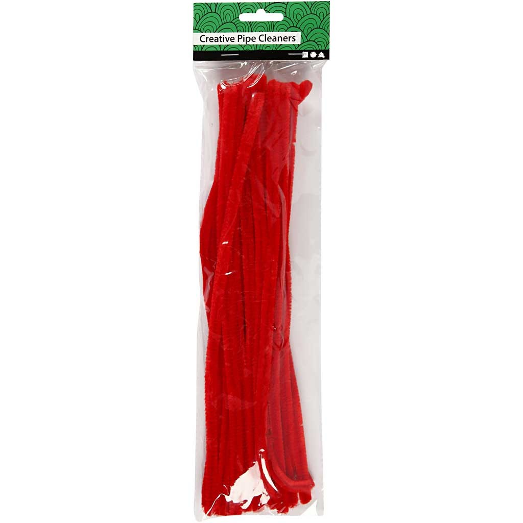 Chenille, L: 30 cm, thickness 9 mm, red, 25 pc/ 1 pack [HOB-51603]