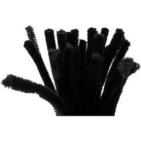 Chenille, L: 30 cm, thickness 9 mm, black, 25 pc/ 1 pack [HOB-51608]