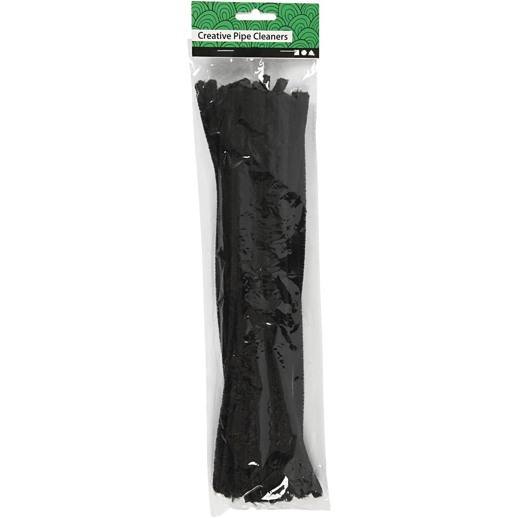 Chenille, L: 30 cm, thickness 9 mm, black, 25 pc/ 1 pack [HOB-51608]