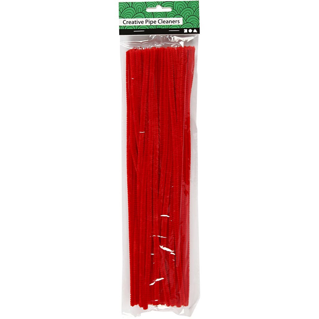 Chenille, L: 30 cm, thickness 6 mm, red, 50 pc/ 1 pack [HOB-51613]