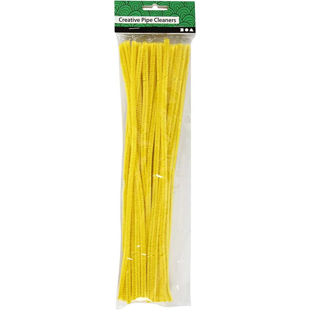 Chenille, L: 30 cm, thickness 6 mm, yellow, 50 pc/ 1 pack [HOB-51616]