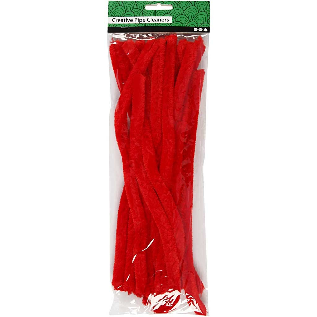 Chenille, L: 30 cm, thickness 15 mm, red, 15 pc/ 1 pack [HOB-51623]