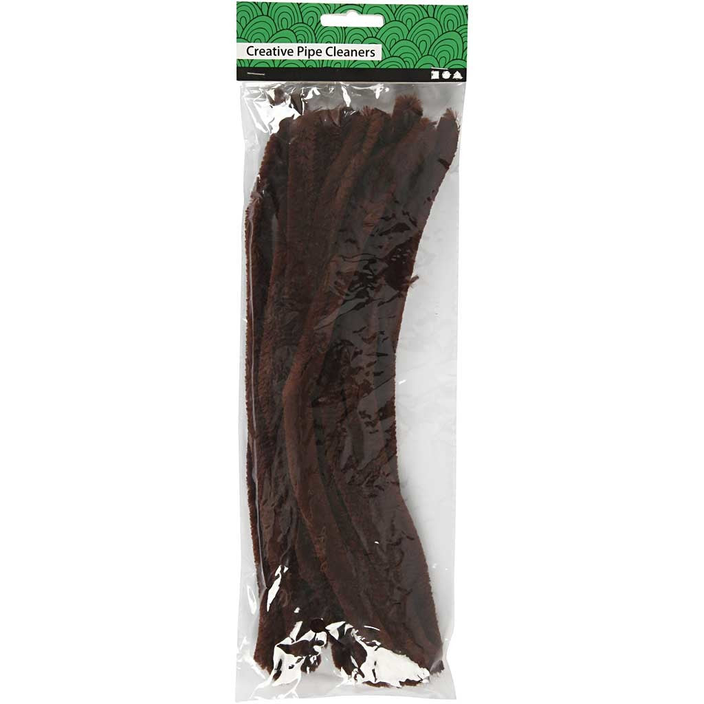 Chenille, L: 30 cm, thickness 15 mm, brown, 15 pc/ 1 pack [HOB-51624]