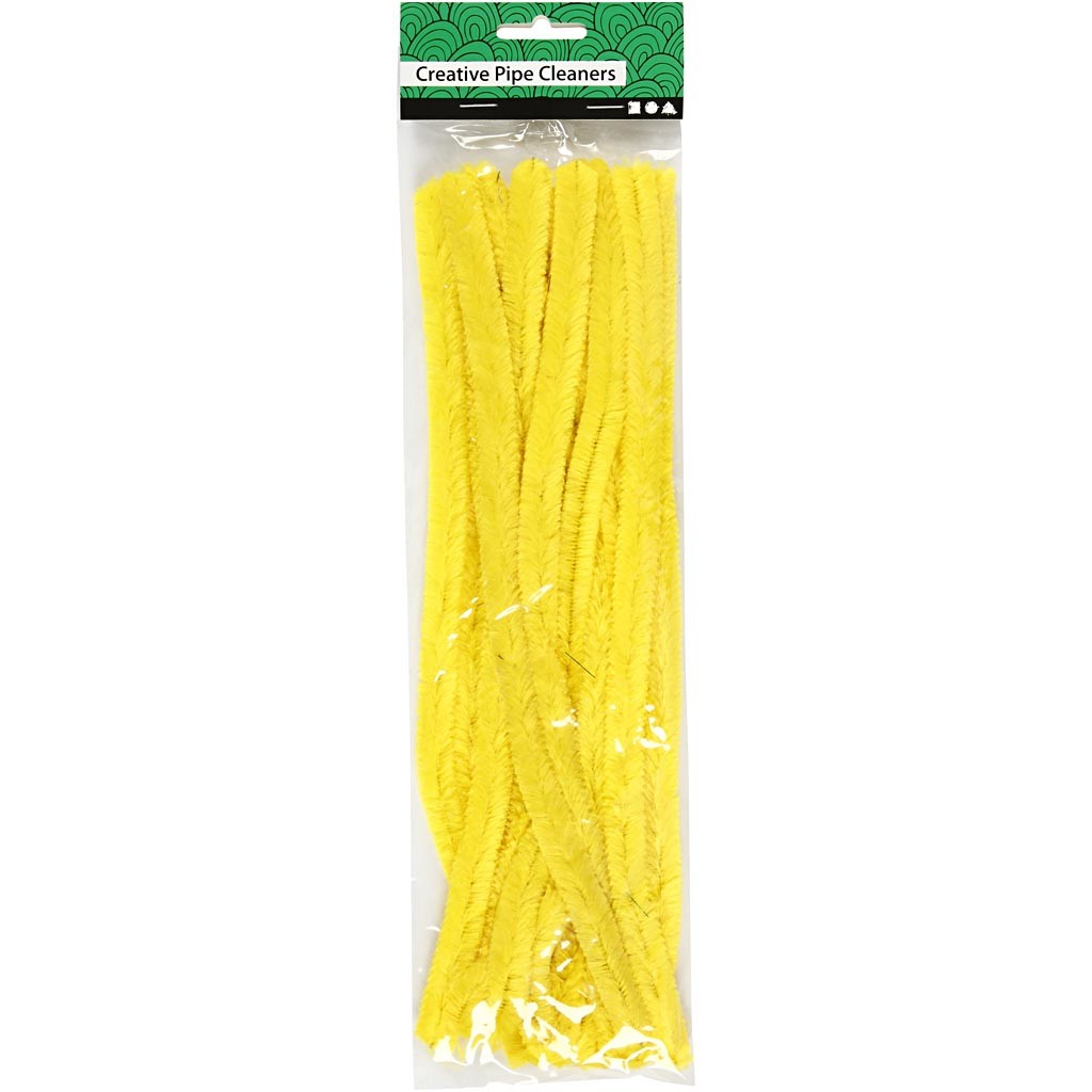 Chenille, L: 30 cm, thickness 15 mm, yellow, 15 pc/ 1 pack [HOB-51626]