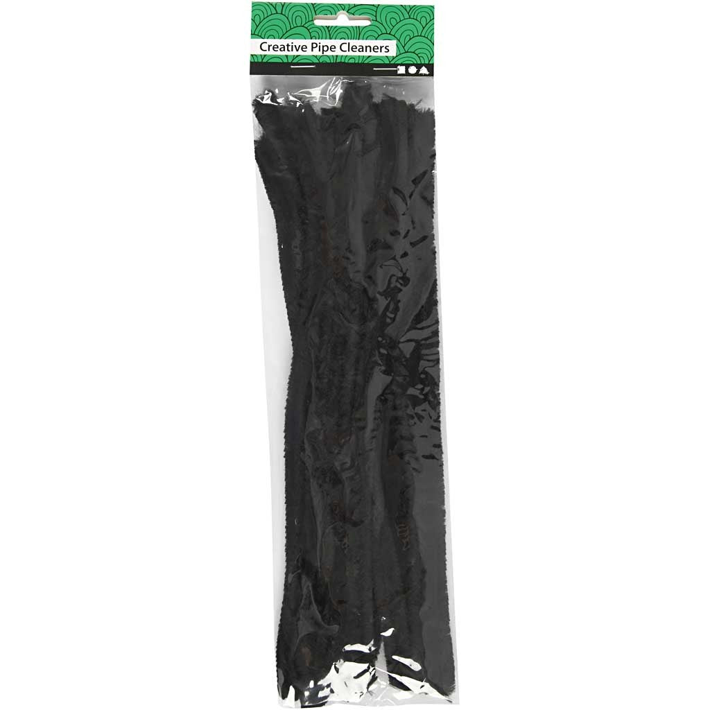 Chenille, L: 30 cm, thickness 15 mm, black, 15 pc/ 1 pack [HOB-51628]