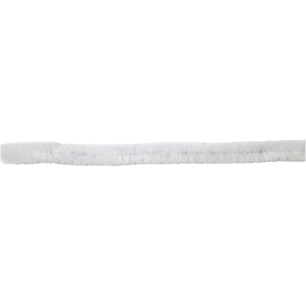 Chenille, L: 30 cm, thickness 15 mm, white, 15 pc/ 1 pack [HOB-51629]