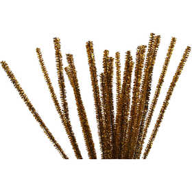 Chenille, L: 30 cm, thickness 6 mm, glitter, gold, 24 pc/ 1 pack [HOB-51630]