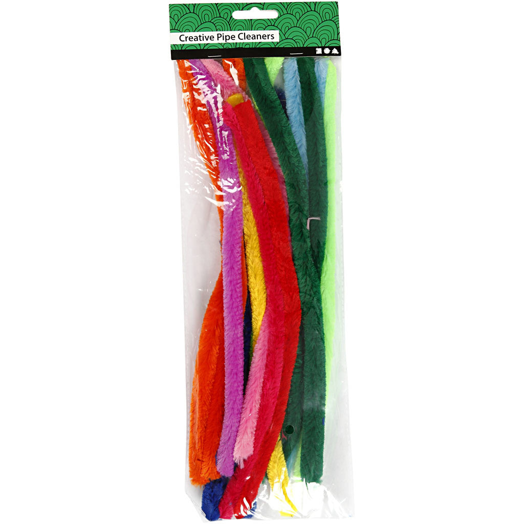 Chenille, L: 30 cm, thickness 9 mm, assorted colours, 25 asstd./ 1 pack [HOB-51637]
