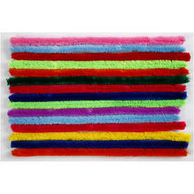 Chenille, L: 30 cm, thickness 15 mm, assorted colours, 15 asstd./ 1 pack [HOB-51638]