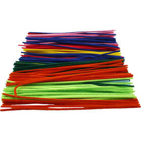 Chenille, L: 30 cm, thickness 4 mm, assorted colours, 300 asstd./ 1 pack [HOB-51640]
