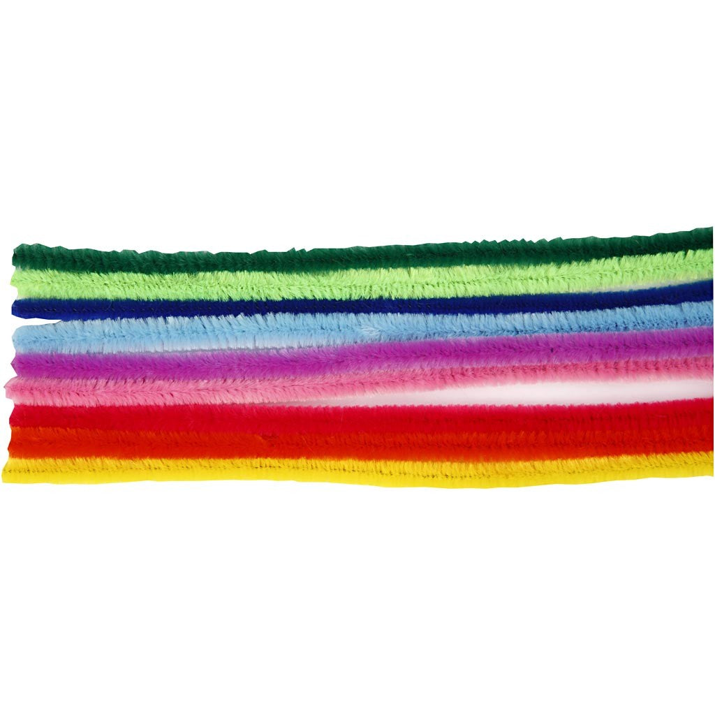 Chenille, L: 30 cm, thickness 9 mm, assorted colours, 200 asstd./ 1 pack [HOB-51644]