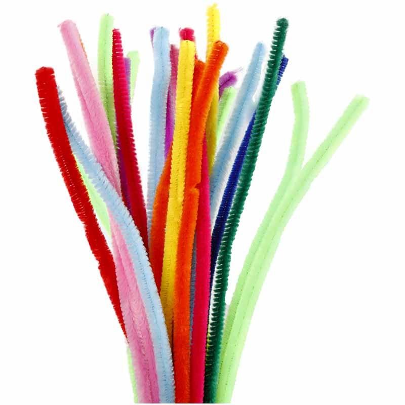 Chenille, L: 30 cm, thickness 9 mm, assorted colours, 200 asstd./ 1 pack [HOB-51644]