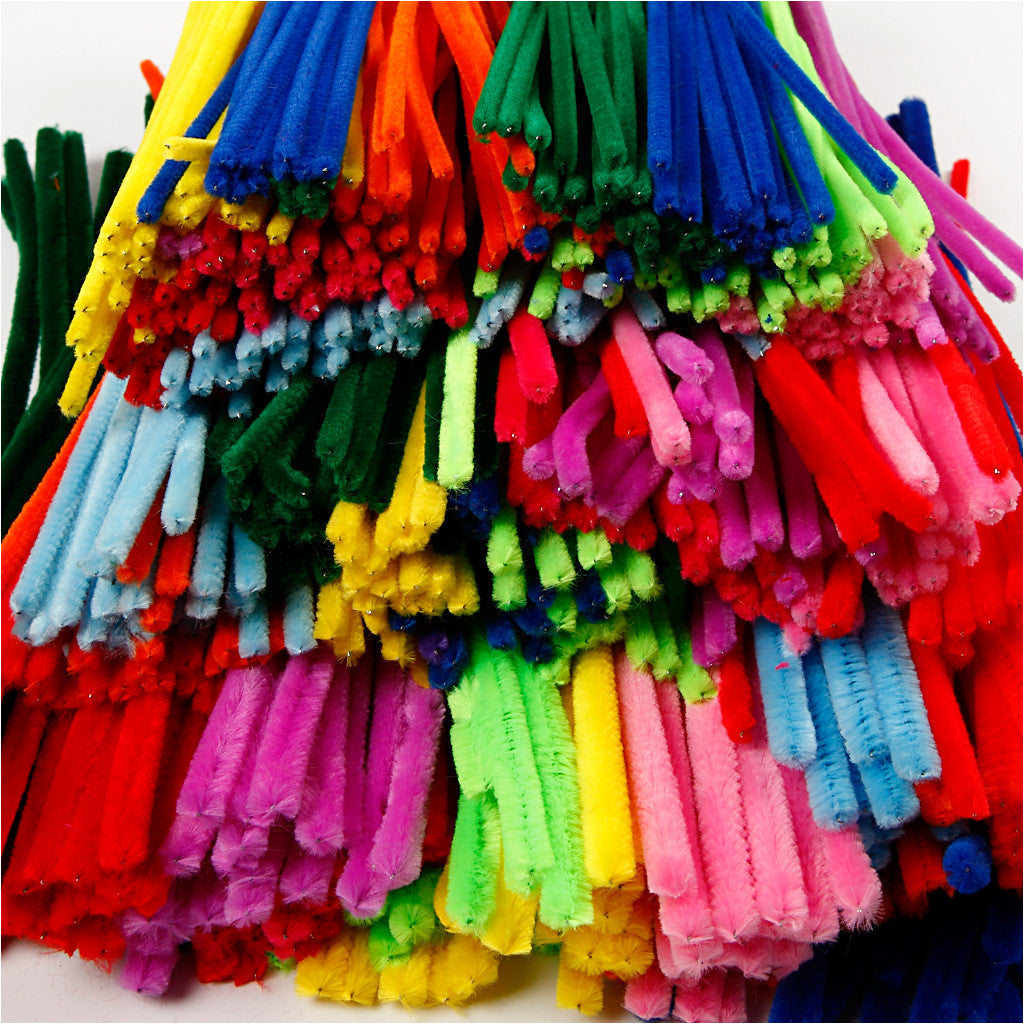 Chenille, L: 30 cm, thickness 4+6+9 mm, assorted colours, 700 asstd./ 1 pack [HOB-51645]