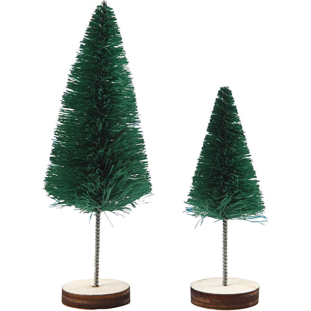 Christmas Spruce Trees, H: 40+60 mm, green, 5 pc/ 1 pack [HOB-51651]