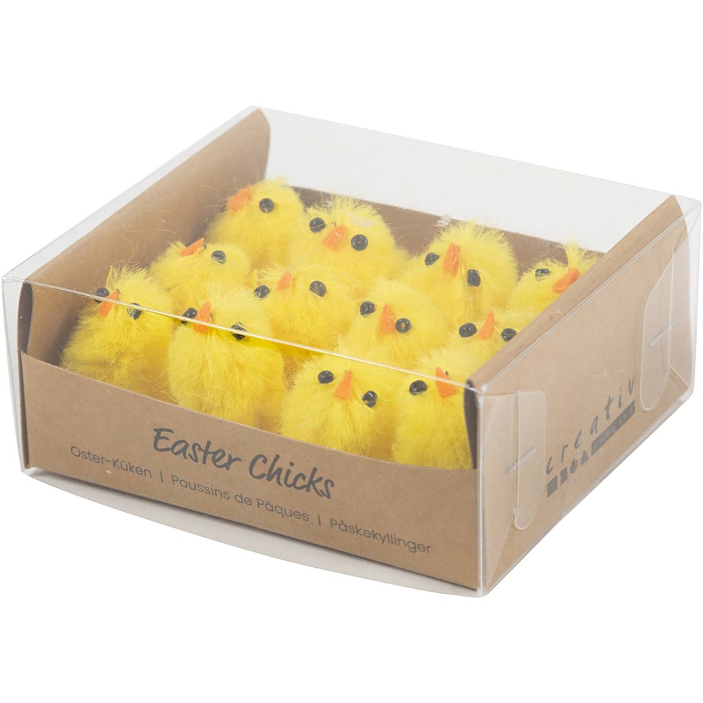 Easter Chicks, yellow, H: 30 mm, 12 pc/ 1 pack [HOB51653]