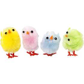 Easter Chicks, H: 30 mm, pastel colours, 12 pc/ 1 pack [HOB-51655]