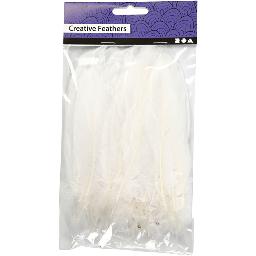 Feathers, size 10-18, white, 70 pc/ 1 bag [HOB-51674]