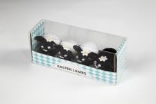 Easter lambs, H: 35 mm, black, white, 4 pc/ 1 pack [HOB-51681]