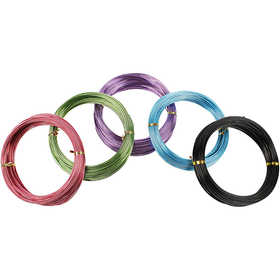 Aluminium Wire, thickness 1,5 mm, assorted colours, 5x20 m/ 1 pack [HOB-51725]