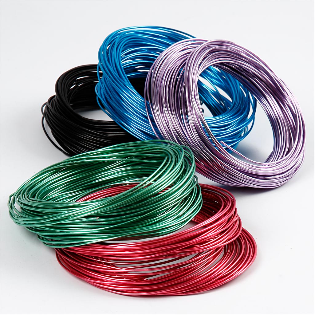 Aluminium Wire, thickness 1,5 mm, assorted colours, 5x20 m/ 1 pack [HOB-51725]