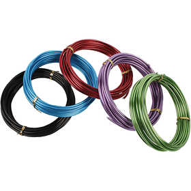 Aluminium Wire, thickness 3 mm, assorted colours, 5x5 m/ 1 pack [HOB-51727]