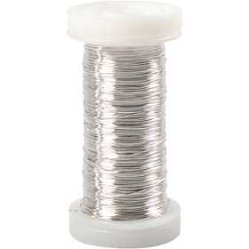 Silver-plated Wire, thickness 0,3 mm, silver-plated, 50 g, 100 m/ 1 roll [HOB-51736]