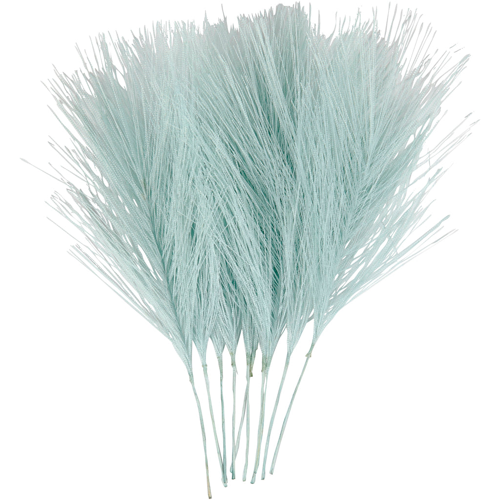 Artificial feathers, L: 15 cm, W: 8 cm, light blue, 10 pc