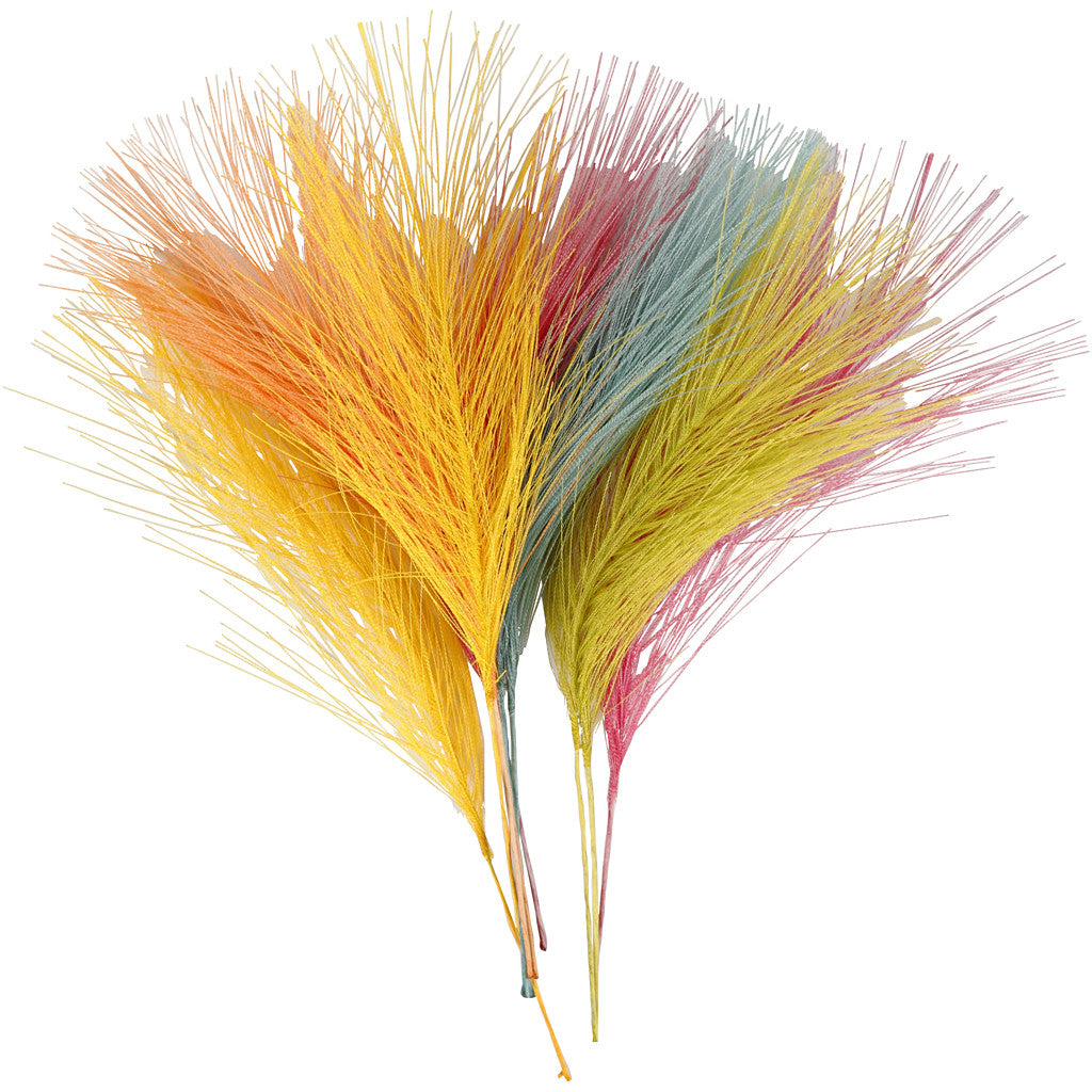 Artificial feathers, L: 15 cm, W: 8 cm, assorted colours, 10 pc/ 1 pack [HOB-51821]