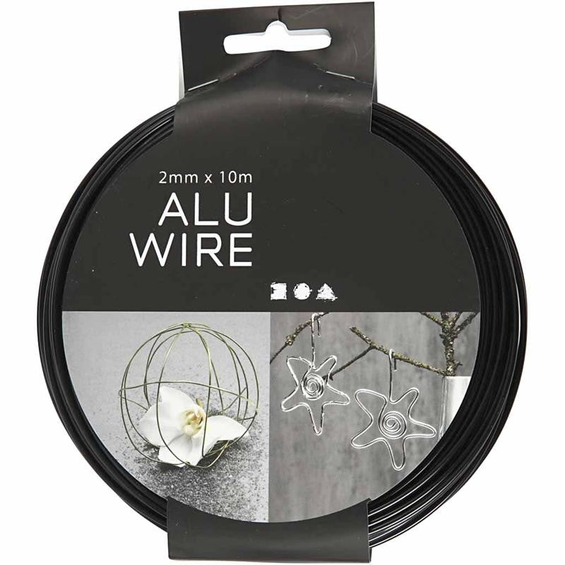 Aluminium Wire, round, thickness 2 mm, black, 10 m/ 1 roll [HOB-518321]