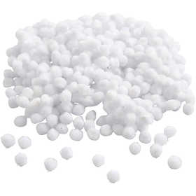 Pompoms, dia. 5 mm, white, 550 pc/ 1 pack [HOB-51852]