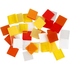 Mini Mosaic, size 10x10 mm, thickness 2 mm, red/orange harmony, 25 g/ 1 pack [HOB-51923]