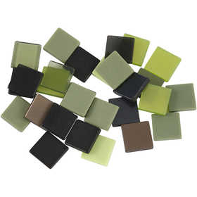 Mini Mosaic, size 10x10 mm, thickness 2 mm, green glitter, 25 g/ 1 pack [HOB-51925]