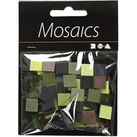 Mini Mosaic, size 10x10 mm, thickness 2 mm, green glitter, 25 g/ 1 pack [HOB-51925]