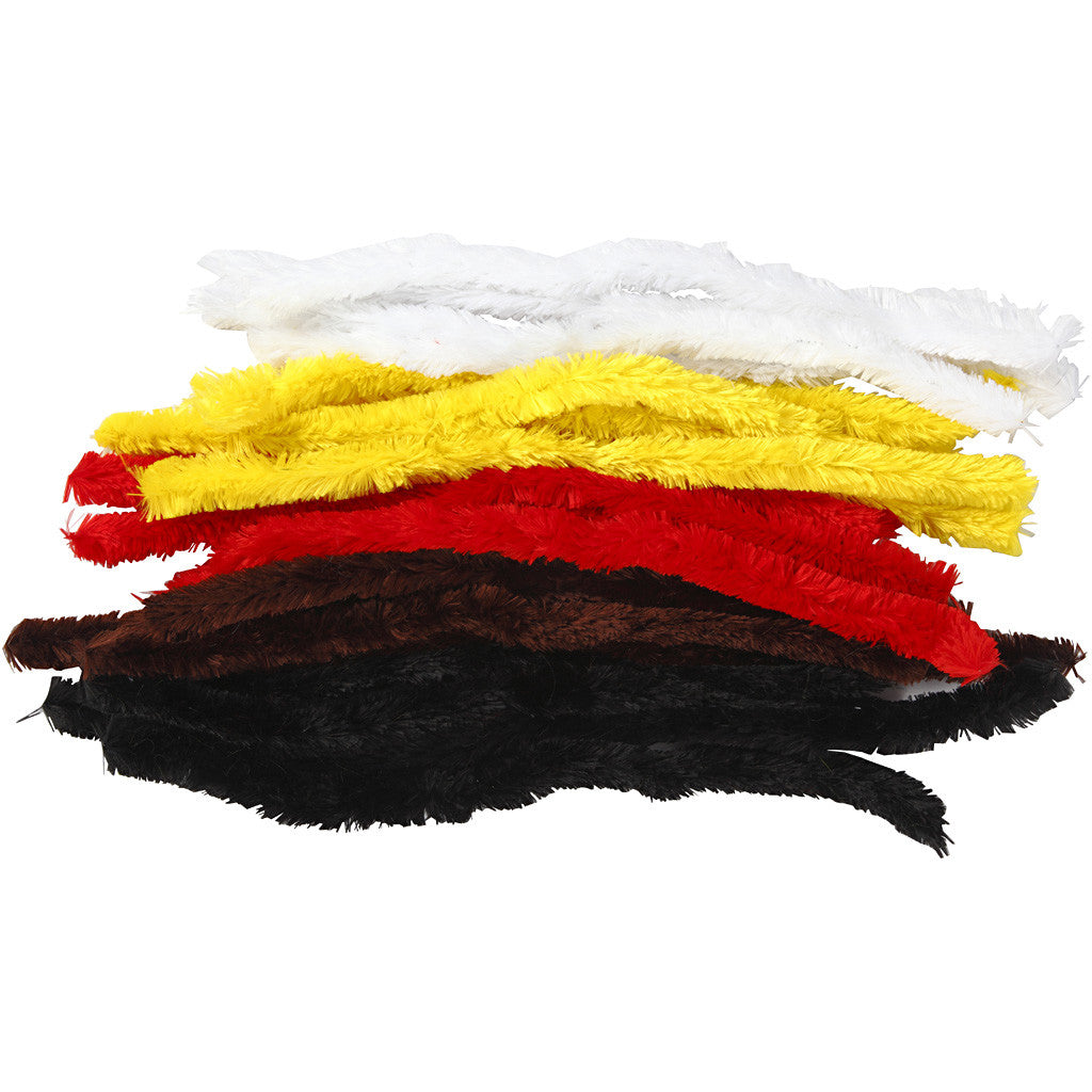 Chenille, L: 40 cm, thickness 30 mm, assorted colours, 48 pc/ 1 pack [HOB-51941]