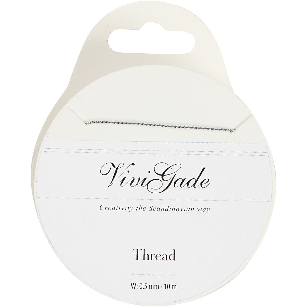 Thread, thickness 0,5 mm, silver, 10 m/ 1 roll [HOB-51961]