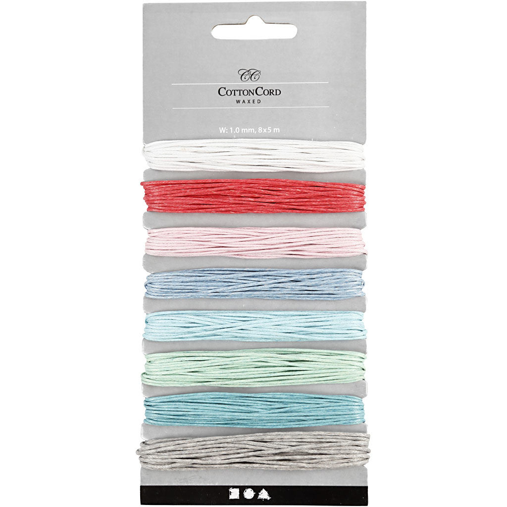 Cotton Cord, thickness 1 mm, pastel colours, 8x5 m/ 1 pack [HOB-519670]