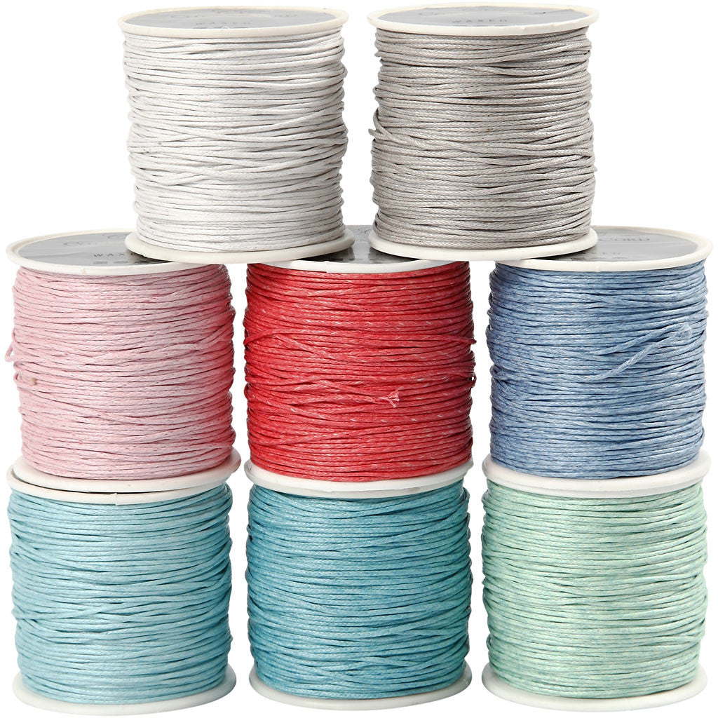 Cotton Cord, thickness 1 mm, assorted colours, 8x40 m/ 1 pack [HOB-51967]