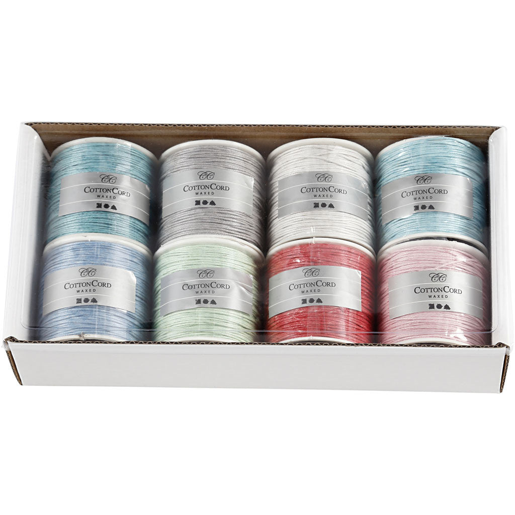 Cotton Cord, thickness 1 mm, assorted colours, 8x40 m/ 1 pack [HOB-51967]