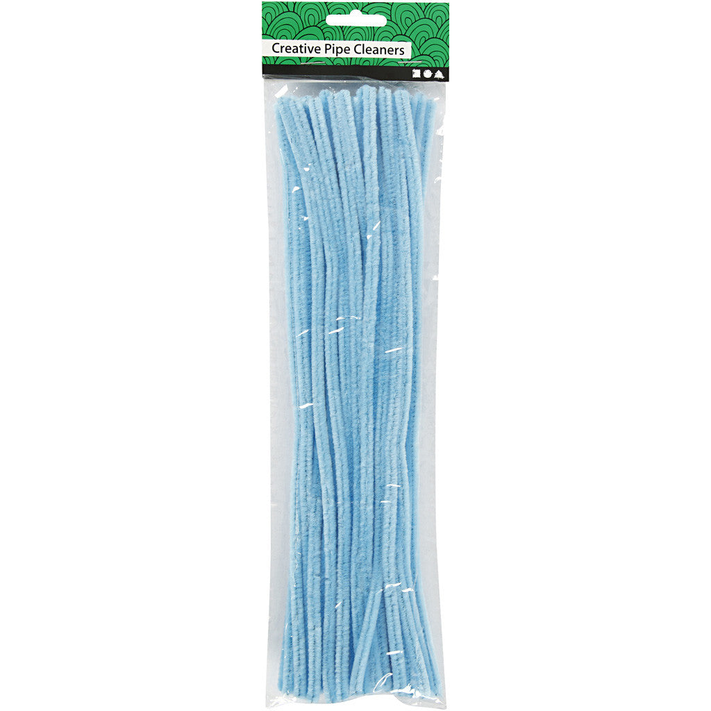 Chenille, L: 30 cm, thickness 6 mm, blue, 50 pc/ 1 pack [HOB-52093]