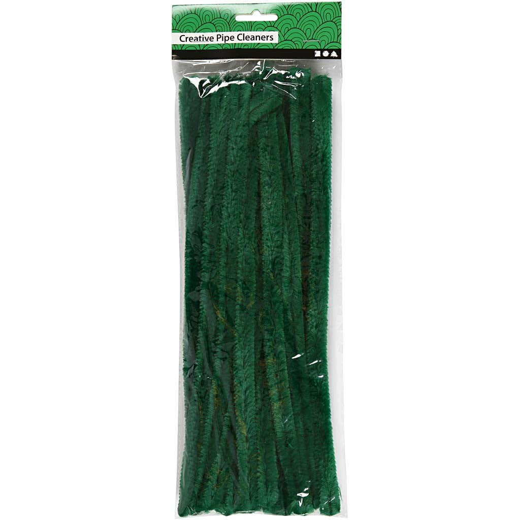 Chenille, L: 30 cm, thickness 15 mm, dark green, 15 pc/ 1 pack [HOB-52104]