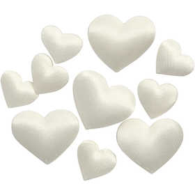Satin Hearts, size 10+20 mm, thickness 1-2 mm, off-white, 70 pc/ 1 pack [HOB-521101]